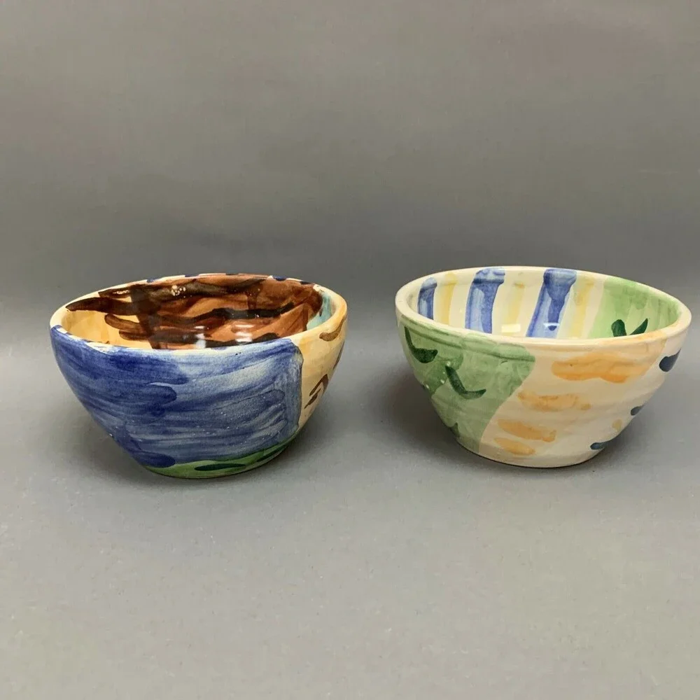 Katy‎ D Soup Cereal Bowls Multicolor Faces Lot of 2